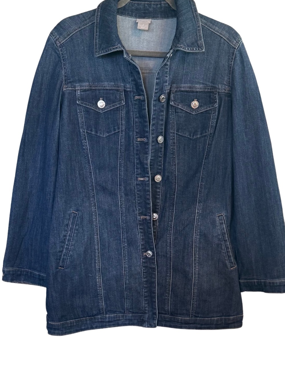 Classic Dark Blue Denim shacket - Women's Longline Jean Coat